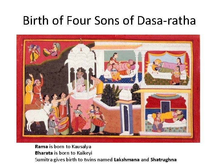 Birth of Four Sons of Dasa-ratha Rama is born to Kausalya Bharata is born