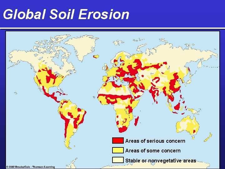 Global Soil Erosion Areas of serious concern Areas of some concern Stable or nonvegetative