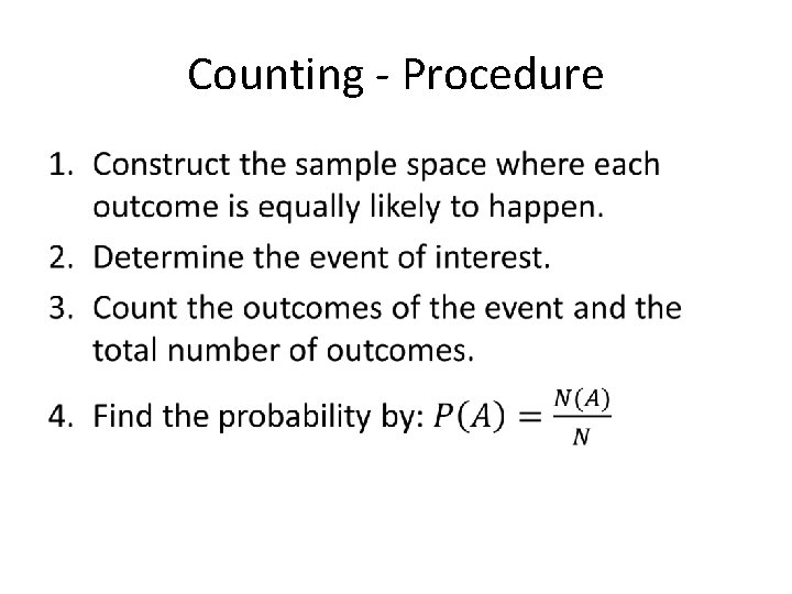 Counting - Procedure • 