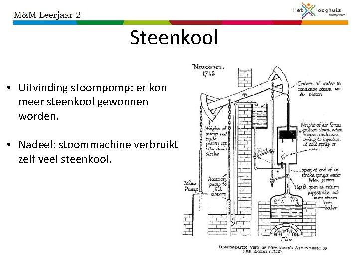 Steenkool • Uitvinding stoompomp: er kon meer steenkool gewonnen worden. • Nadeel: stoommachine verbruikt