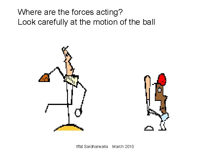 Where are the forces acting? Look carefully at the motion of the ball Iffat