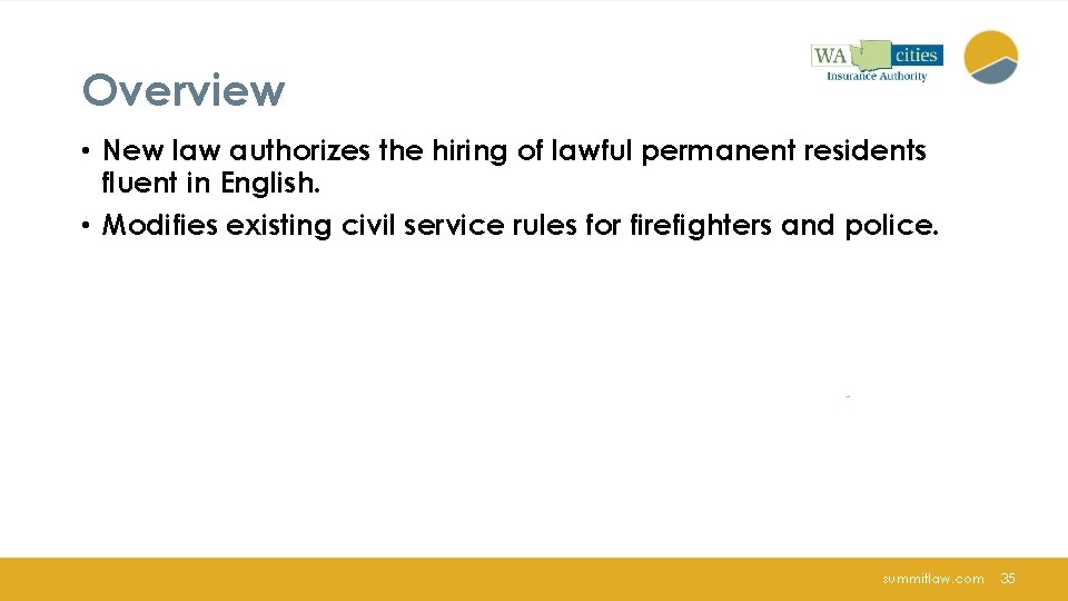 Overview • New law authorizes the hiring of lawful permanent residents fluent in English.