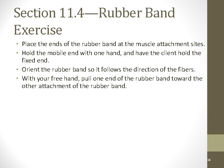 Section 11. 4—Rubber Band Exercise • Place the ends of the rubber band at