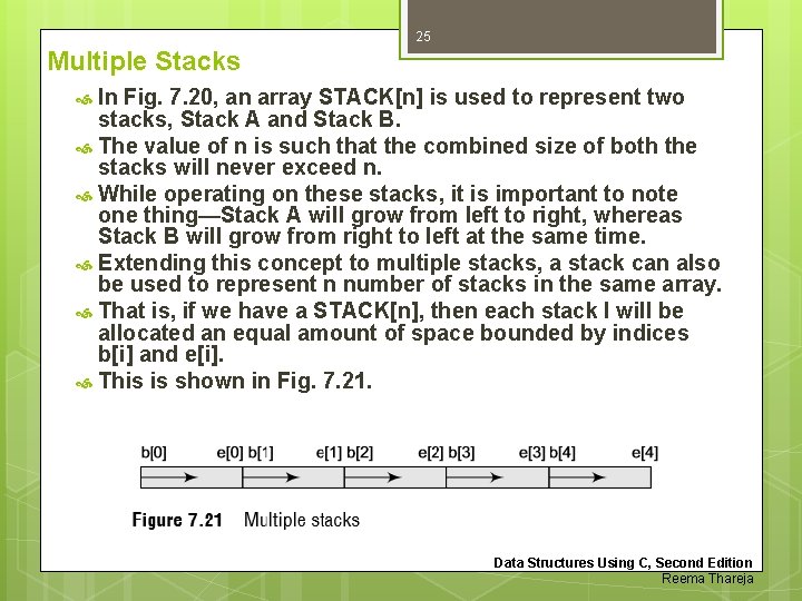 25 Multiple Stacks In Fig. 7. 20, an array STACK[n] is used to represent