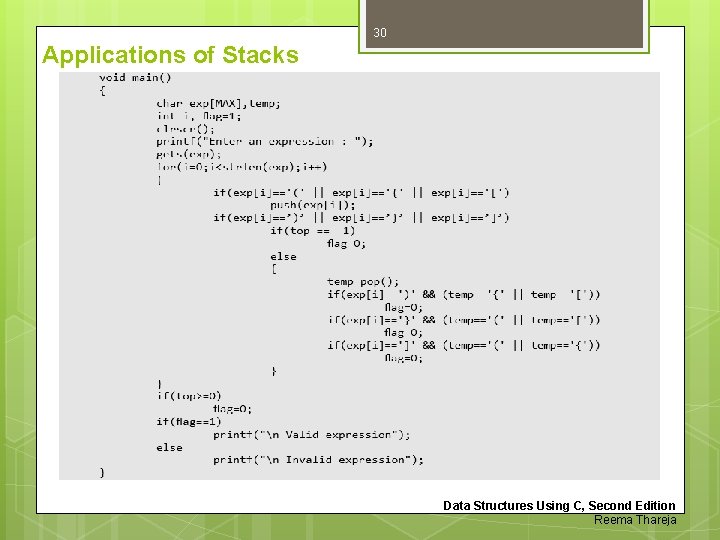 30 Applications of Stacks Data Structures Using C, Second Edition Reema Thareja 30 Applications of Stacks Data Structures Using C, Second Edition Reema Thareja