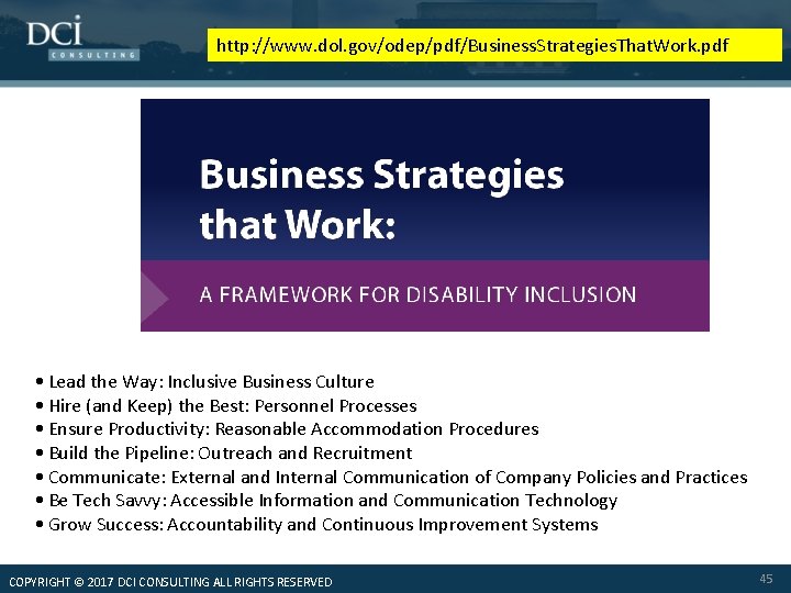 http: //www. dol. gov/odep/pdf/Business. Strategies. That. Work. pdf • Lead the Way: Inclusive Business