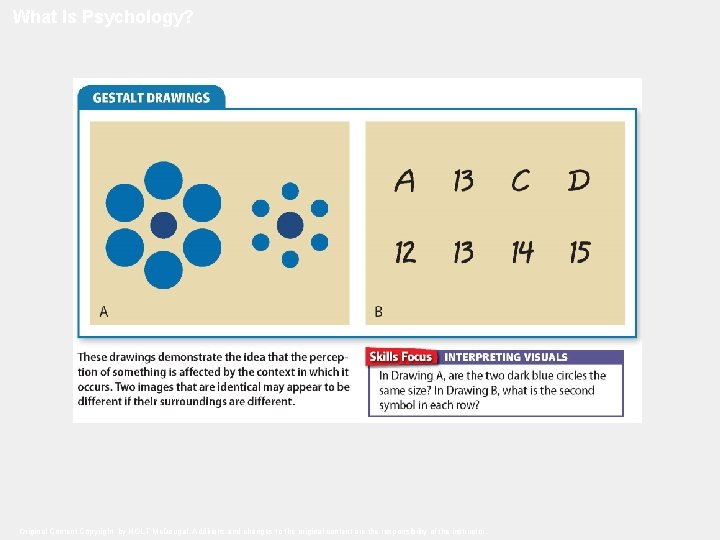 What Is Psychology? Original Content Copyright by HOLT Mc. Dougal. Additions and changes to