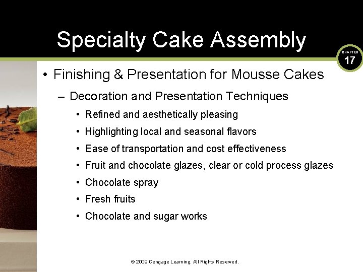 Specialty Cake Assembly • Finishing & Presentation for Mousse Cakes – Decoration and Presentation