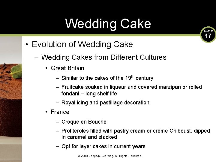 Wedding Cake • Evolution of Wedding Cake CHAPTER 17 – Wedding Cakes from Different