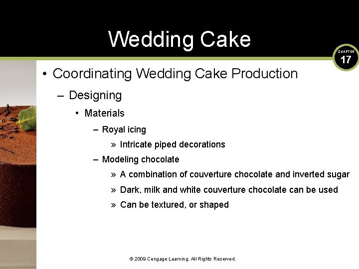 Wedding Cake CHAPTER • Coordinating Wedding Cake Production 17 – Designing • Materials –
