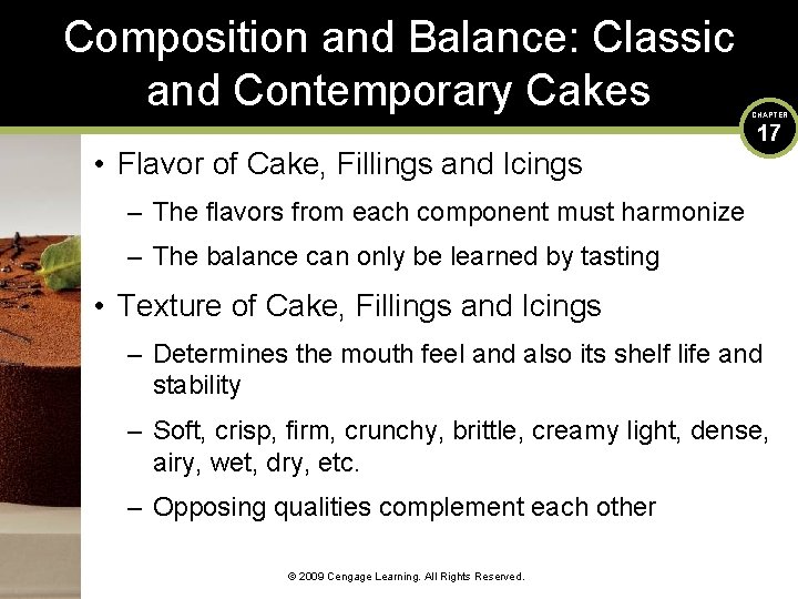 Composition and Balance: Classic and Contemporary Cakes • Flavor of Cake, Fillings and Icings