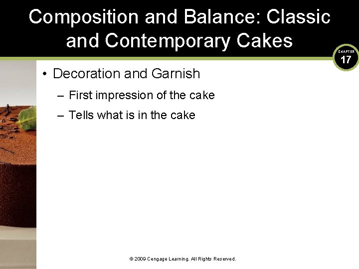 Composition and Balance: Classic and Contemporary Cakes • Decoration and Garnish – First impression