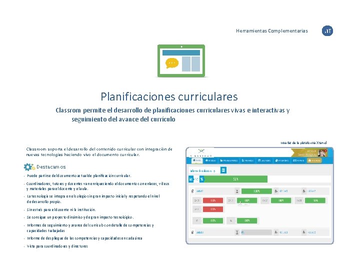 Herramientas Complementarias Planificaciones curriculares Classrom permite el desarrollo de planificaciones curriculares vivas e interactivas