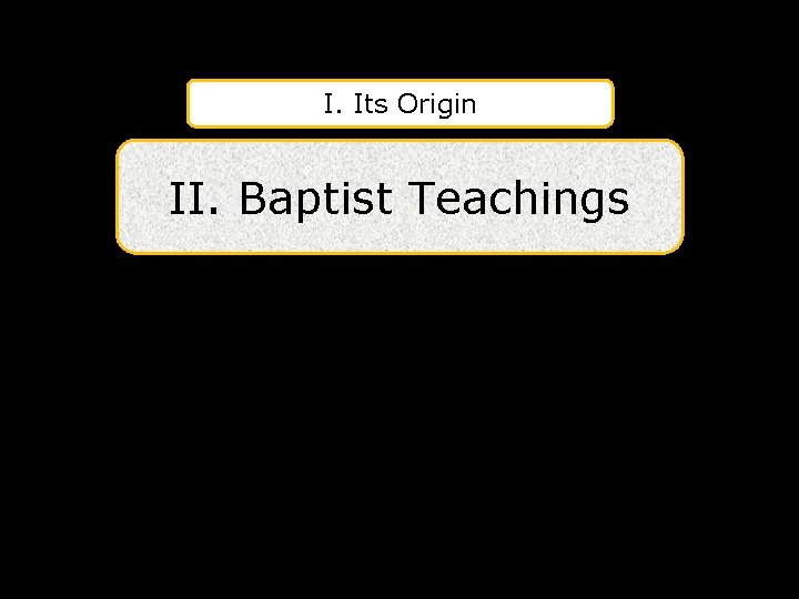 I. Its Origin II. Baptist Teachings 
