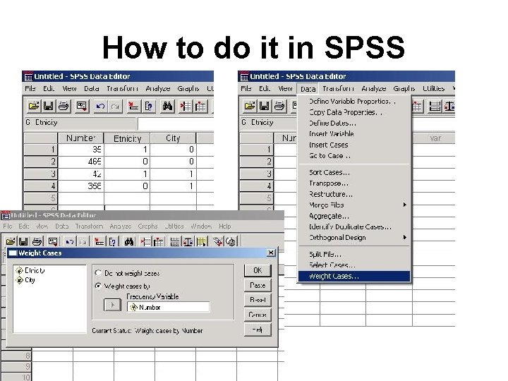 How to do it in SPSS …or data could be organized in 900 rows How to do it in SPSS …or data could be organized in 900 rows