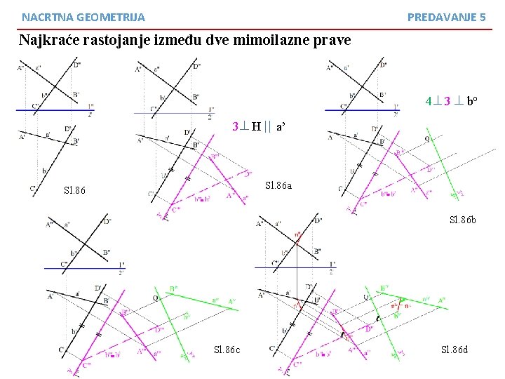 NACRTNA GEOMETRIJA PREDAVANJE 5 Najkraće rastojanje između dve mimoilazne prave 4 3 3 H