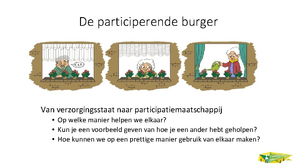 De participerende burger Van verzorgingsstaat naar participatiemaatschappij • Op welke manier helpen we elkaar?