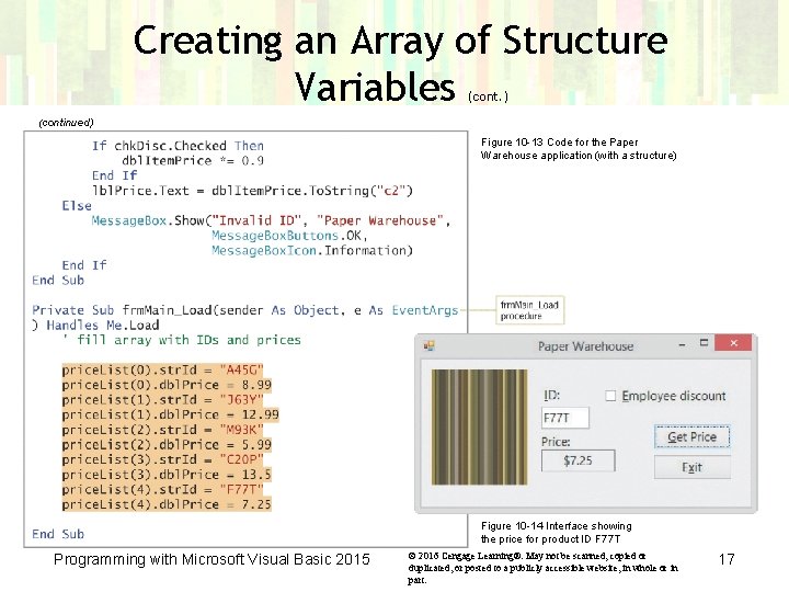 Creating an Array of Structure Variables (cont. ) (continued) Figure 10 -13 Code for Creating an Array of Structure Variables (cont. ) (continued) Figure 10 -13 Code for
