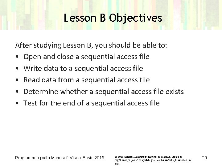 Lesson B Objectives After studying Lesson B, you should be able to: • Open Lesson B Objectives After studying Lesson B, you should be able to: • Open
