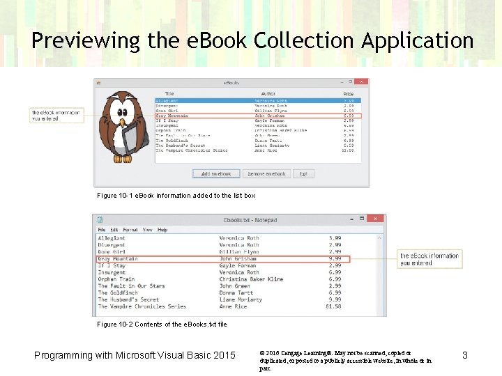 Previewing the e. Book Collection Application Figure 10 -1 e. Book information added to Previewing the e. Book Collection Application Figure 10 -1 e. Book information added to