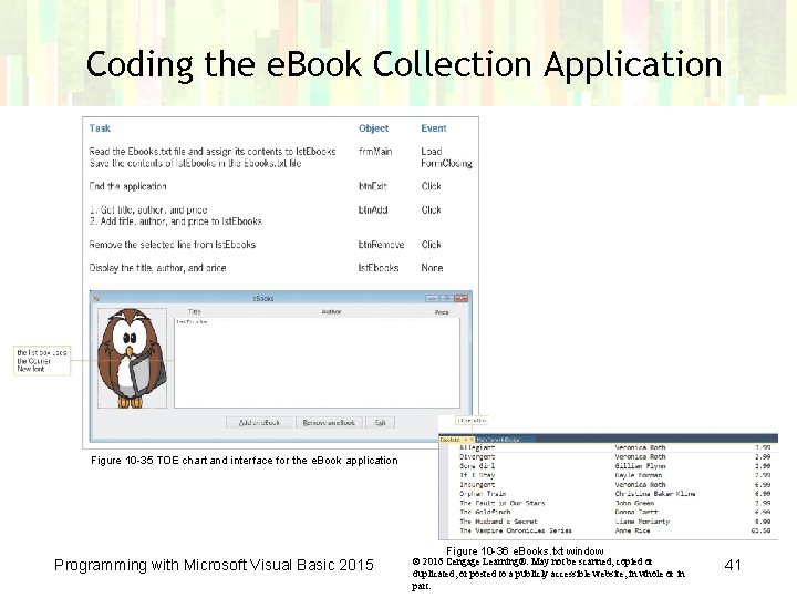 Coding the e. Book Collection Application Figure 10 -35 TOE chart and interface for Coding the e. Book Collection Application Figure 10 -35 TOE chart and interface for