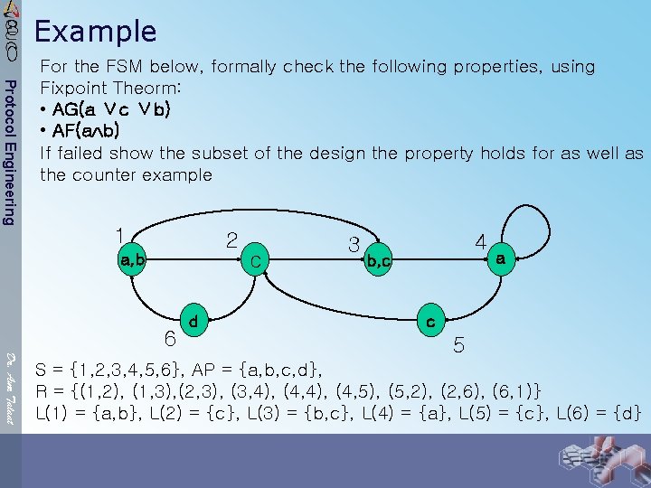 / 8 0 Example Protocol Engineering For the FSM below, formally check the following