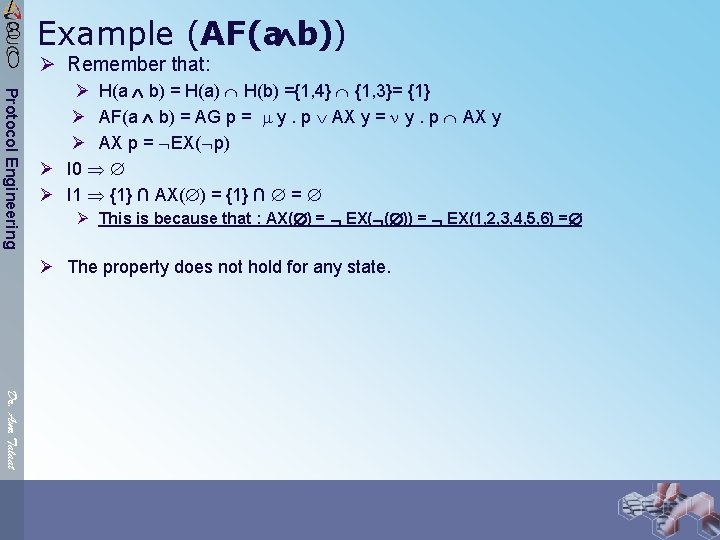 / 8 Example (AF(a b)) 0 Ø Remember that: Protocol Engineering Ø H(a b)