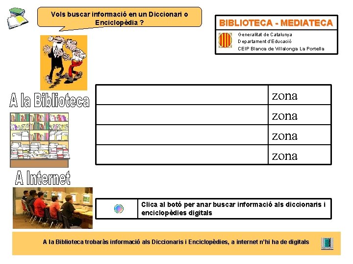 Vols buscar informació en un Diccionari o Enciclopèdia ? BIBLIOTECA - MEDIATECA Generalitat de