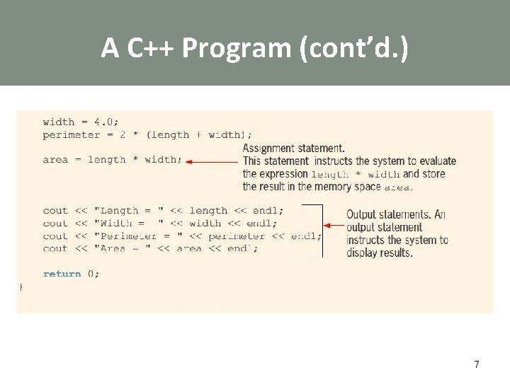 A C++ Program (cont’d. ) 7 