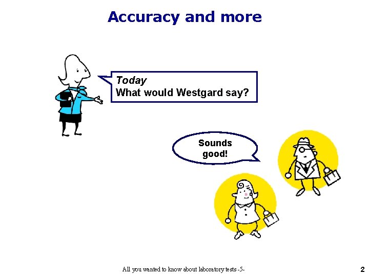 Accuracy and more Today What would Westgard say? Sounds good! All you wanted to Accuracy and more Today What would Westgard say? Sounds good! All you wanted to