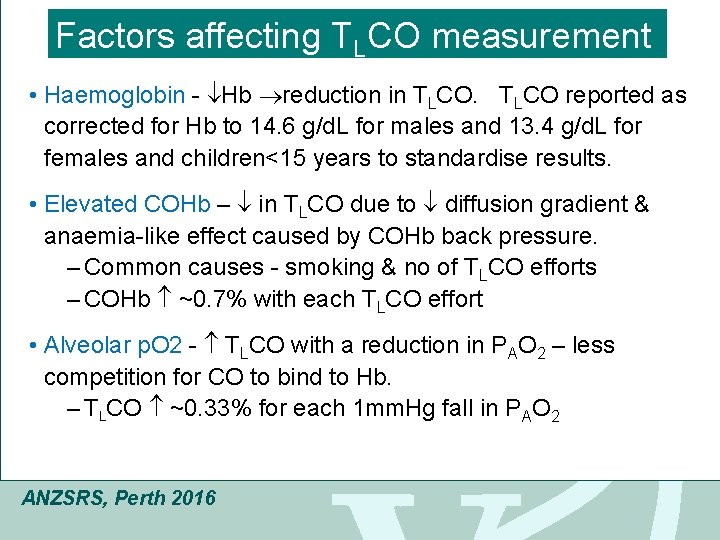 Click to edit Master Ttitle style Factors affecting CO measurement L • Haemoglobin -