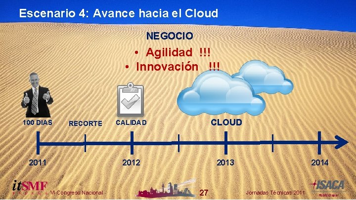 Escenario 4: Avance hacia el Cloud NEGOCIO • Agilidad !!! • Innovación !!! 100
