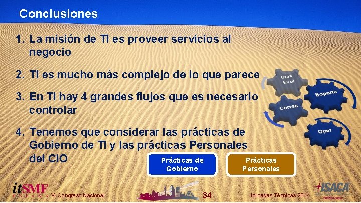 Conclusiones 1. La misión de TI es proveer servicios al negocio 2. TI es