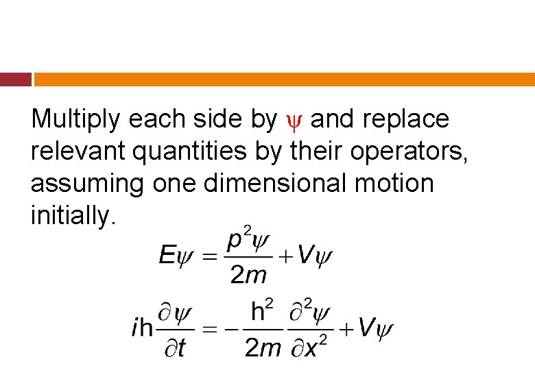 Multiply each side by ψ and replace relevant quantities by their operators, assuming one Multiply each side by ψ and replace relevant quantities by their operators, assuming one
