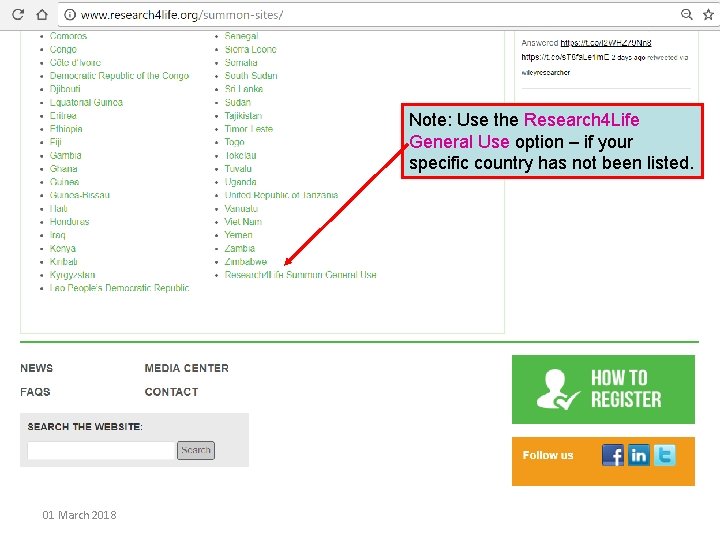 If your country is not listed in the Summon search sites, it does not