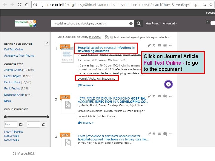 Click on Journal Article Full Text Online - to go to the document. 01