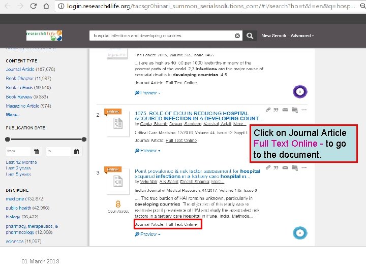 Click on Journal Article Full Text Online - to go to the document. 01