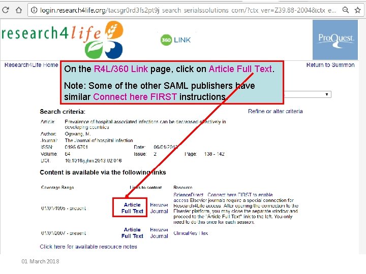 On the R 4 L/360 Link page, click on Article Full Text. Note: Some