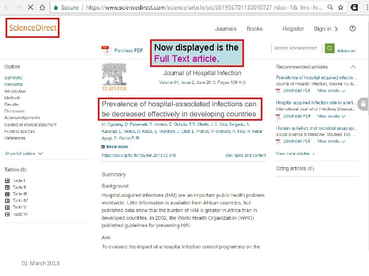 Now displayed is the Full Text article. 01 March 2018 