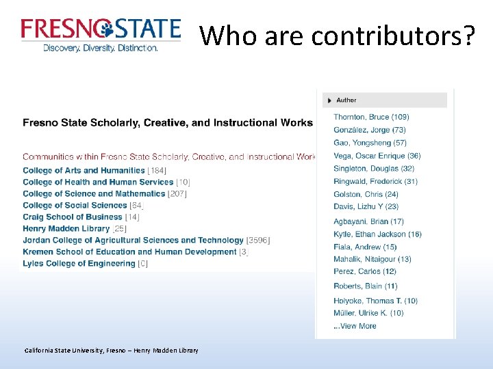 Who are contributors? California State University, Fresno – Henry Madden Library 