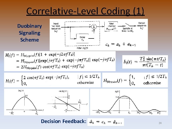 Correlative-Level Coding (1) Duobinary Signaling Scheme Decision Feedback: 24 