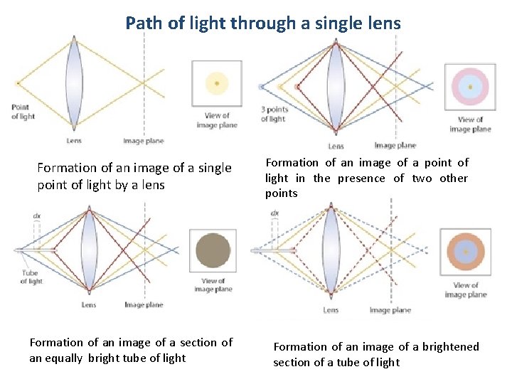 Path of light through a single lens Formation of an image of a single