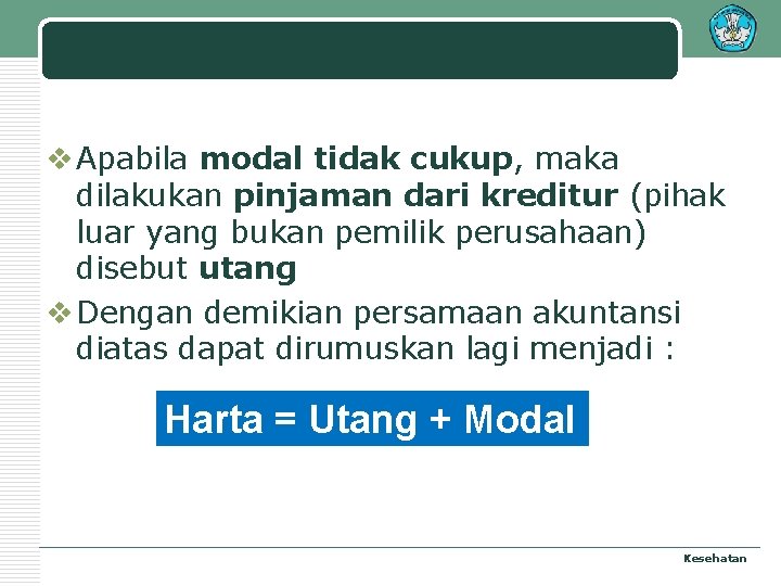 v Apabila modal tidak cukup, maka dilakukan pinjaman dari kreditur (pihak luar yang bukan