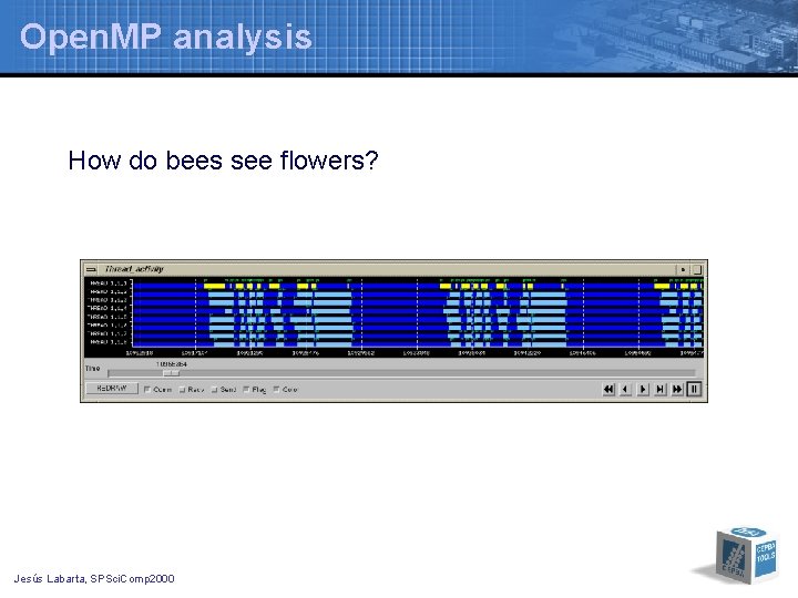 Open. MP analysis How do bees see flowers? Jesús Labarta, SPSci. Comp 2000 