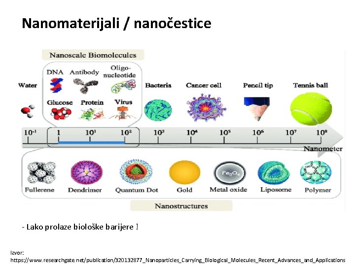 Nanomaterijali / nanočestice - Lako prolaze biološke barijere ! Izvor: https: //www. researchgate. net/publication/320132877_Nanoparticles_Carrying_Biological_Molecules_Recent_Advances_and_Applications