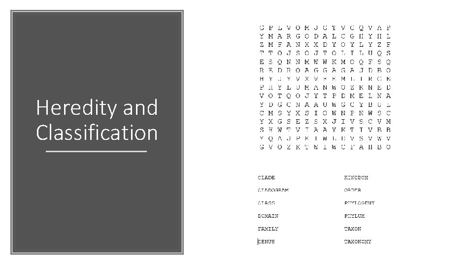 Heredity and Classification 