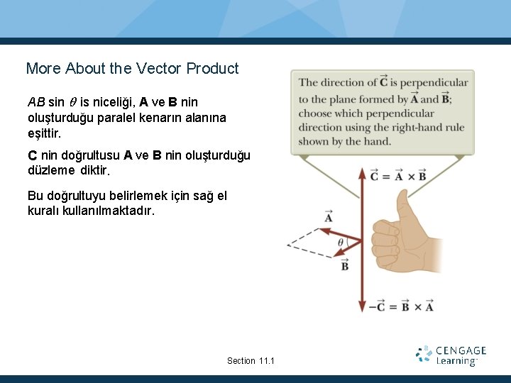 More About the Vector Product AB sin is niceliği, A ve B nin oluşturduğu