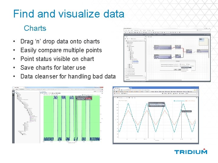 Find and visualize data Charts • • • Drag ‘n’ drop data onto charts