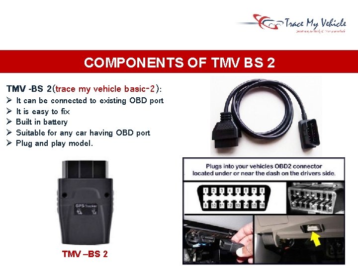 COMPONENTS OF TMV BS 2 TMV –BS 2(trace my vehicle basic-2): It can be COMPONENTS OF TMV BS 2 TMV –BS 2(trace my vehicle basic-2): It can be