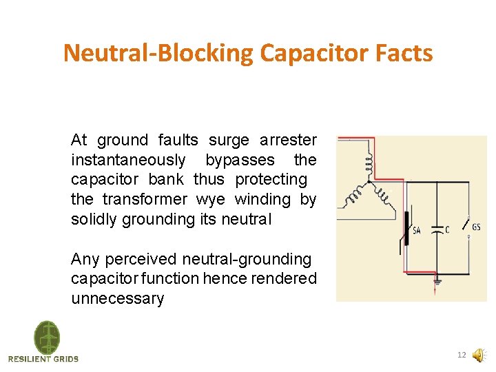 Neutral-Blocking Capacitor Facts At ground faults surge arrester instantaneously bypasses the capacitor bank thus